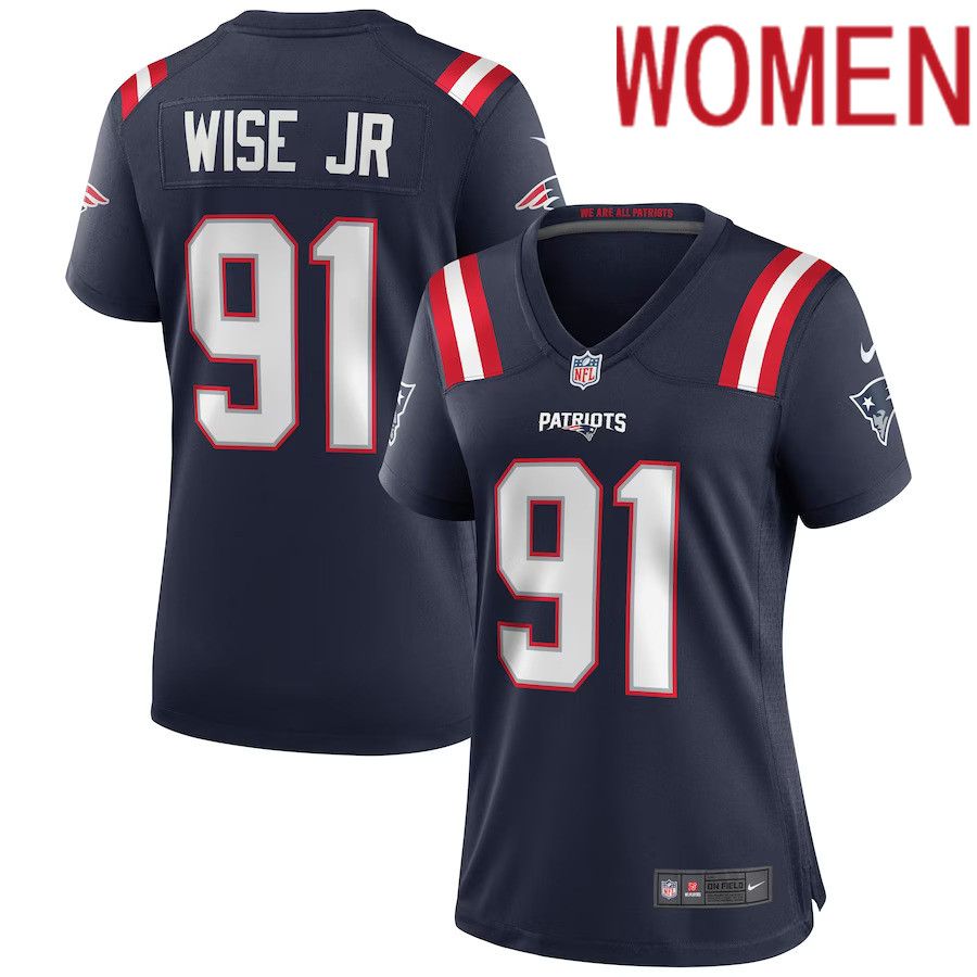 Women New England Patriots 91 Deatrich Wise Jr. Nike Navy Game NFL Jersey